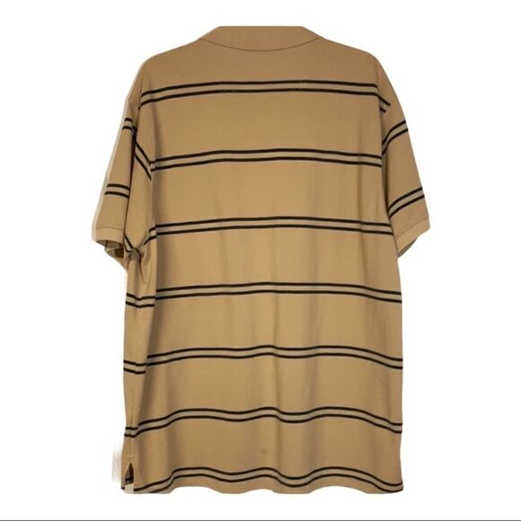 Men’s St. John’s Bay XL/XG, tan Polo Shirt Striped Pattern Relaxed - Picture 2 of 7